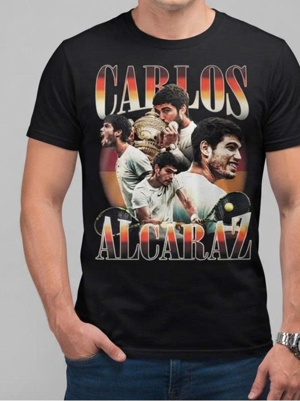 Black Carlos Alcaraz Tennis Graphic Tee